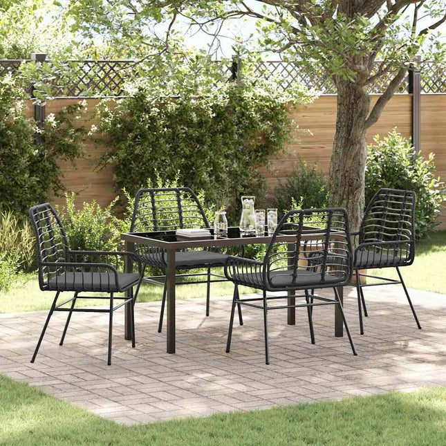 Have Spisebordssæt 5 stk. Sort polyrattan