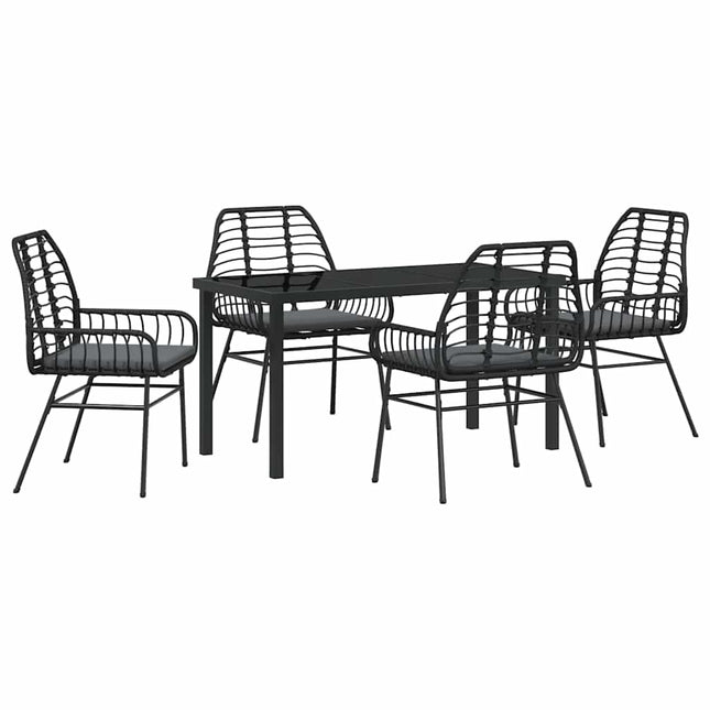 Have Spisebordssæt 5 stk. Sort polyrattan