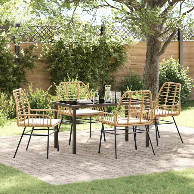 Have Spisebordssæt 5 stk. Brun polyrattan