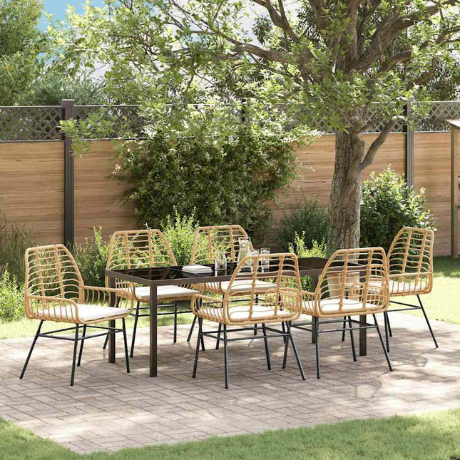 Have Spisebordssæt 7 stk. Brun polyrattan