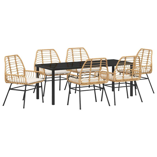 Have Spisebordssæt 7 stk. Brun polyrattan