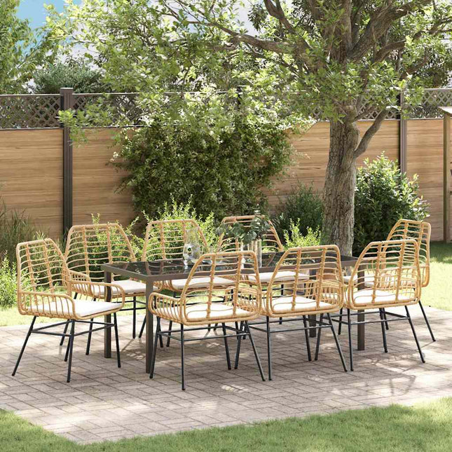Have Spisebordssæt 9 stk. Brun polyrattan