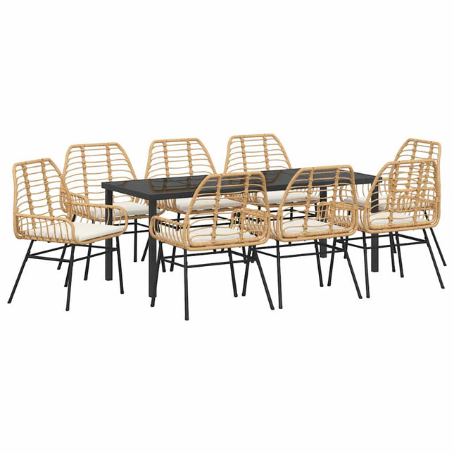 Have Spisebordssæt 9 stk. Brun polyrattan