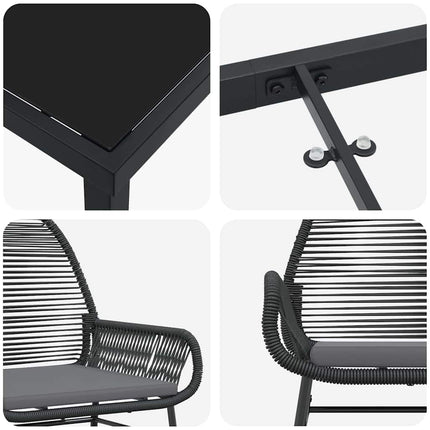 Have Spisebordssæt med pude 3 pcs Sort polyrattan