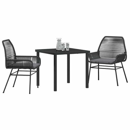 Have Spisebordssæt med pude 3 pcs Sort polyrattan