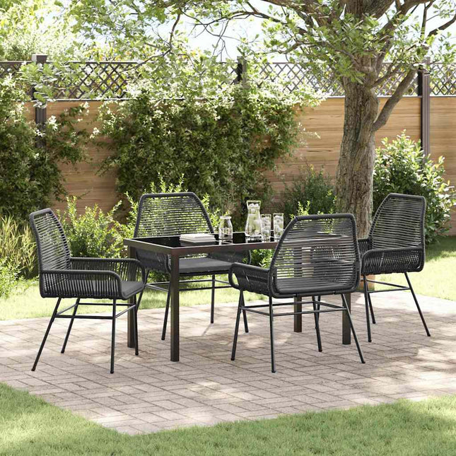 Have Spisebordssæt 5 stk. Sort polyrattan
