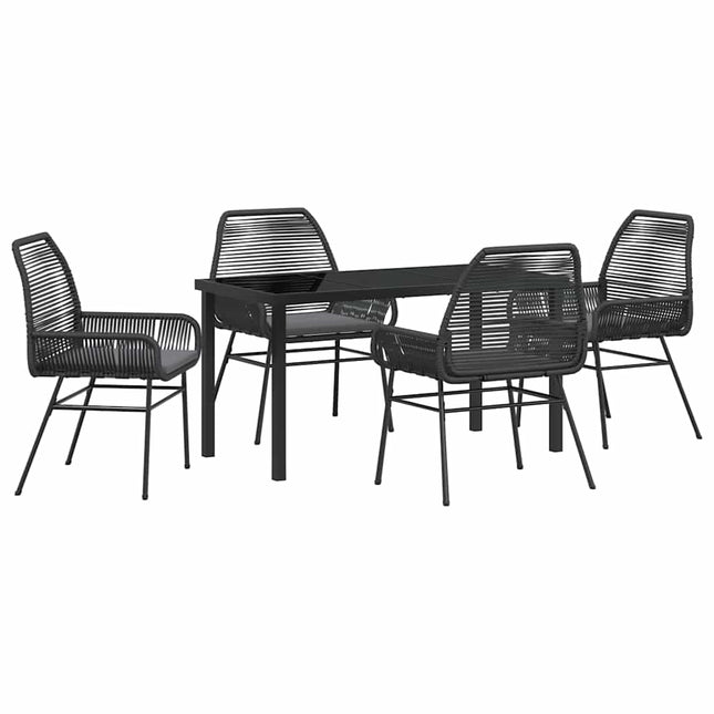 Have Spisebordssæt 5 stk. Sort polyrattan