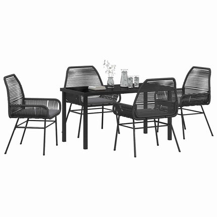 Have Spisebordssæt med pude 5 pcs Sort polyrattan
