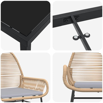 Have Spisebordssæt med pude 3 pcs Brun polyrattan