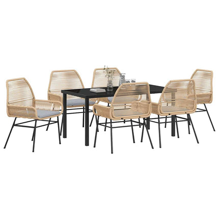 Have Spisebordssæt med pude 7 pcs Brun polyrattan