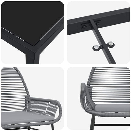 Have Spisebordssæt med pude 3 pcs Grå polyrattan