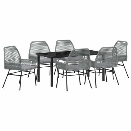 Have Spisebordssæt med pude 7 pcs Grå polyrattan