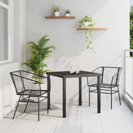 Have Spisebordssæt 3 pcs Sort polyrattan