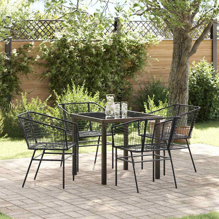 Have Spisebordssæt 5 pcs Sort polyrattan