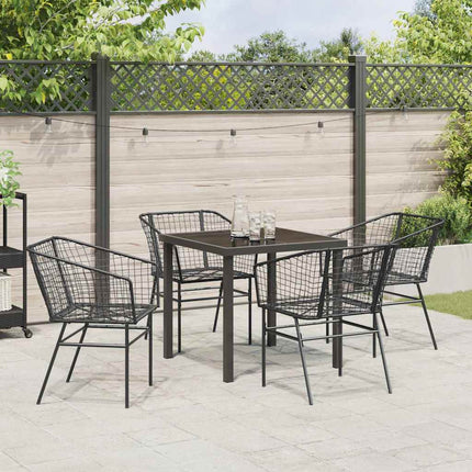 Have Spisebordssæt 5 pcs Sort polyrattan