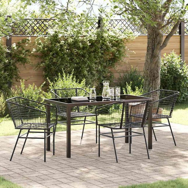 Have Spisebordssæt 5 stk. Sort polyrattan