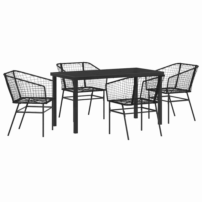 Have Spisebordssæt 5 stk. Sort polyrattan