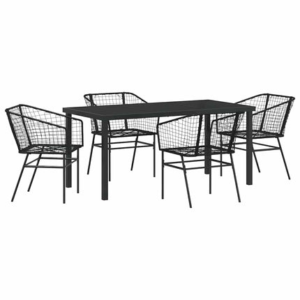 Have Spisebordssæt 5 pcs Sort polyrattan