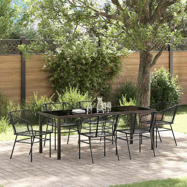 Have Spisebordssæt 7 stk. Sort polyrattan