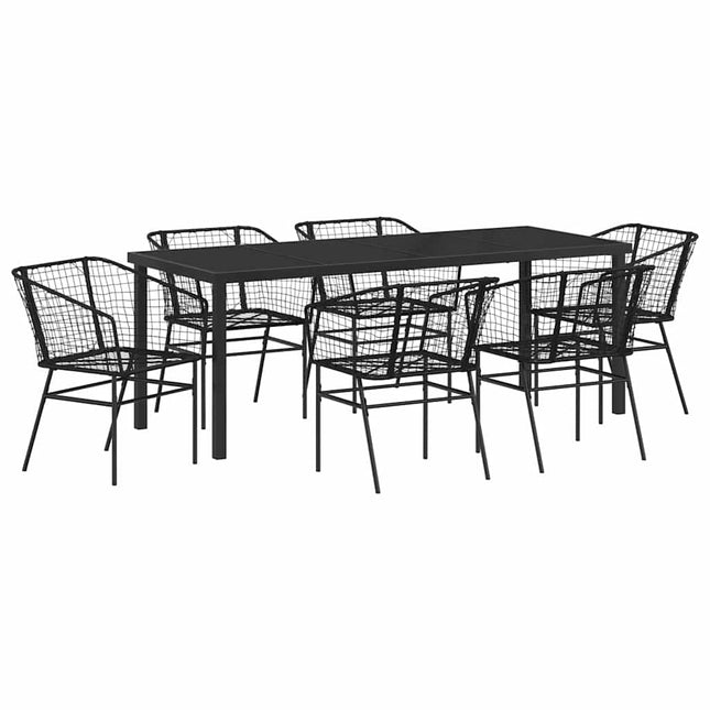 Have Spisebordssæt 7 stk. Sort polyrattan