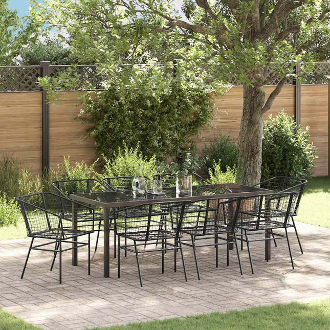 Have Spisebordssæt 9 stk. Sort polyrattan