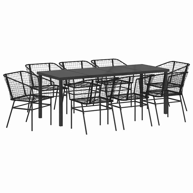 Have Spisebordssæt 9 stk. Sort polyrattan
