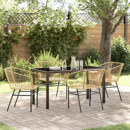 Have Spisebordssæt 5 pcs Brun polyrattan