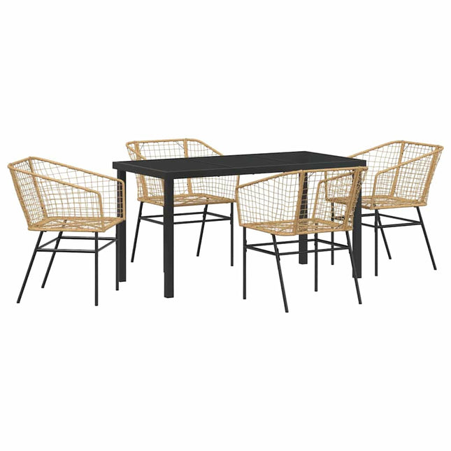 Have Spisebordssæt 5 stk. Brun polyrattan