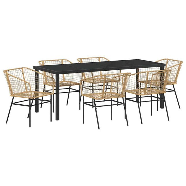 Have Spisebordssæt 7 stk. Brun polyrattan