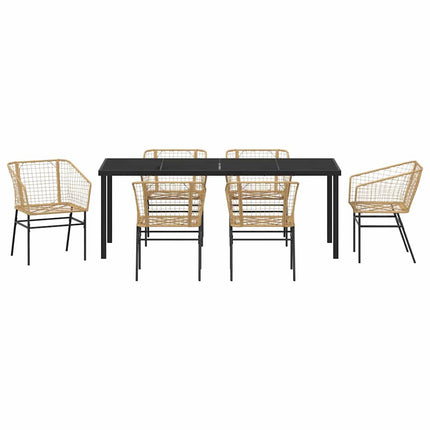 Have Spisebordssæt 7 pcs Brun polyrattan