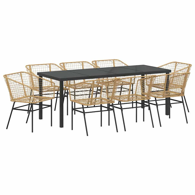 Have Spisebordssæt 9 stk. Brun polyrattan
