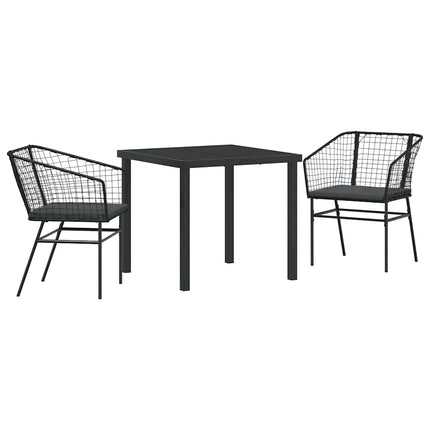 Have Spisebordssæt 3 pcs Sort polyrattan