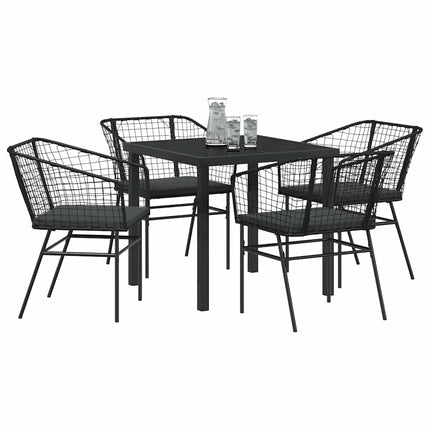 Have Spisebordssæt 5 pcs Sort polyrattan