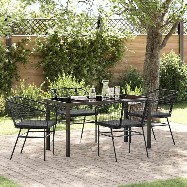 Have Spisebordssæt 5 stk. Sort polyrattan