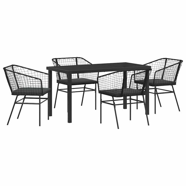 Have Spisebordssæt 5 stk. Sort polyrattan