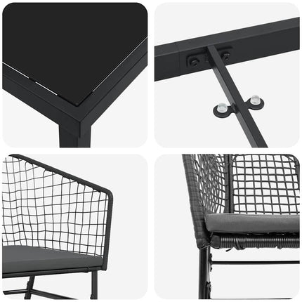 Have Spisebordssæt 5 pcs Sort polyrattan