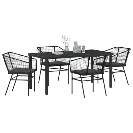 Have Spisebordssæt 5 pcs Sort polyrattan