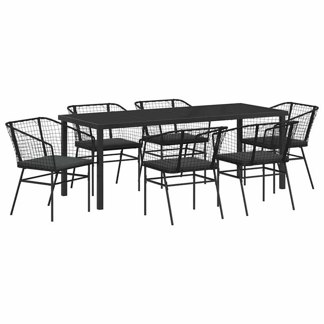 Have Spisebordssæt 7 stk. Sort polyrattan