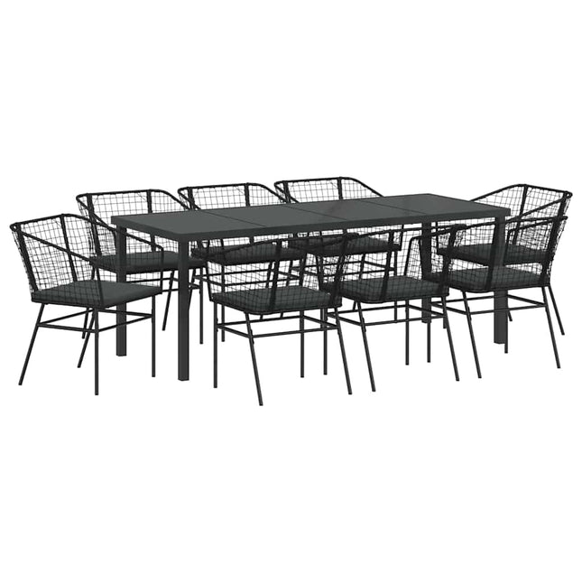 Have Spisebordssæt 9 stk. Sort polyrattan