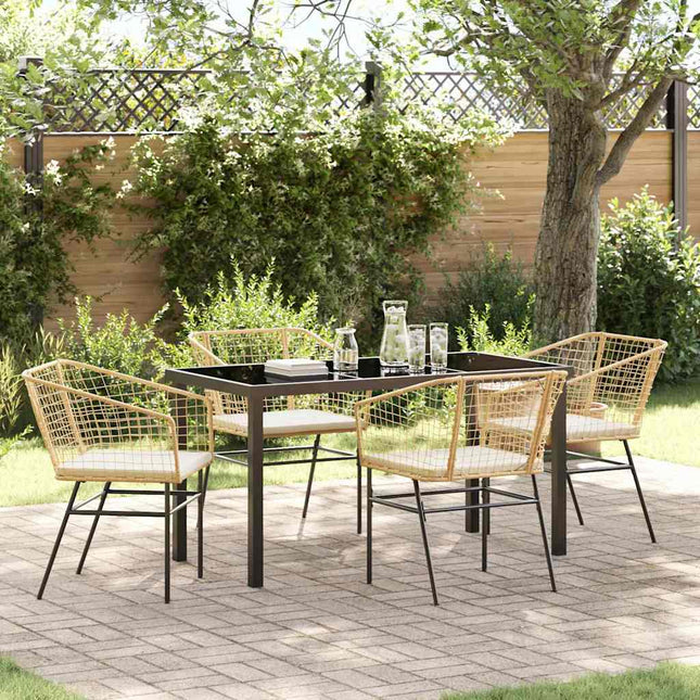 Have Spisebordssæt 5 stk. Brun polyrattan