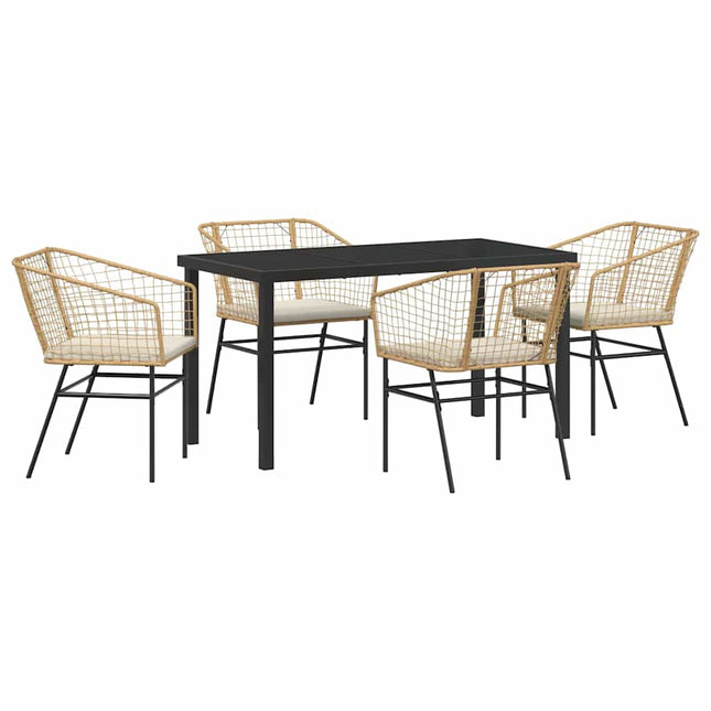 Have Spisebordssæt 5 stk. Brun polyrattan