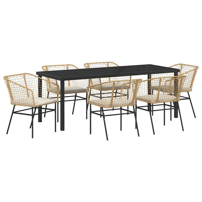 Have Spisebordssæt 7 stk. Brun polyrattan