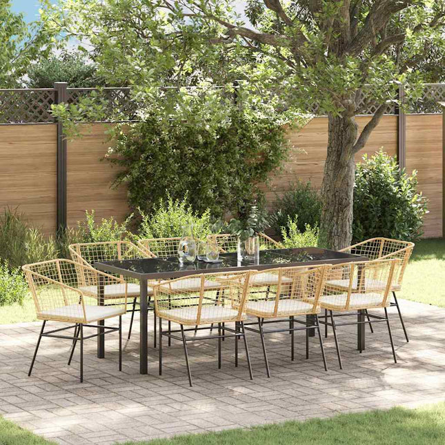 Have Spisebordssæt 9 stk. Brun polyrattan