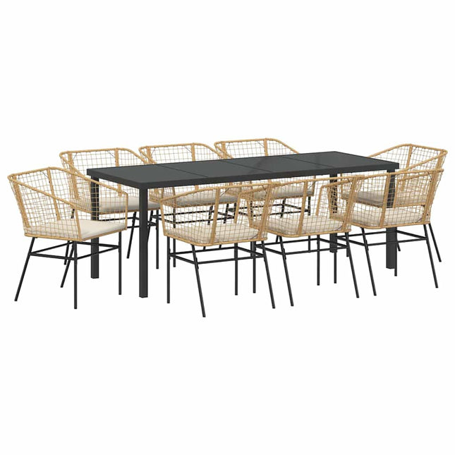 Have Spisebordssæt 9 stk. Brun polyrattan
