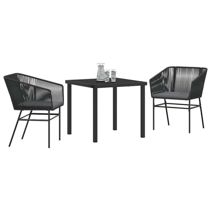 Have Spisebordssæt med pude 3 pcs Sort Pulverlakeret stål