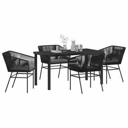 Have Spisebordssæt med pude 5 pcs Sort Pulverlakeret stål