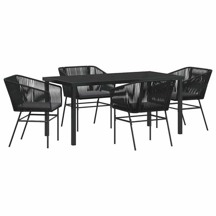 Have Spisebordssæt med pude 5 pcs Sort Pulverlakeret stål