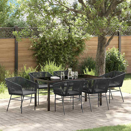 Have Spisebordssæt med pude 7 pcs Sort Pulverlakeret stål