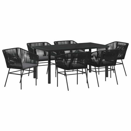 Have Spisebordssæt med pude 7 pcs Sort Pulverlakeret stål