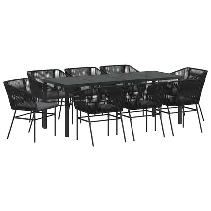 Have Spisebordssæt med pude 9 pcs Sort Pulverlakeret stål